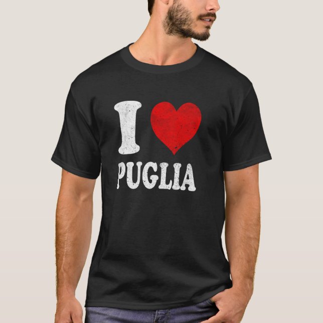 Camiseta Eu Amo Puglia Itália Vintage (Frente)
