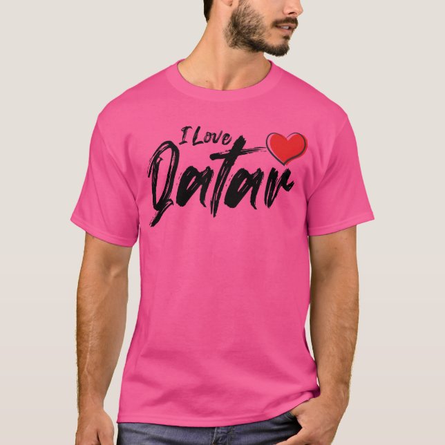 Camiseta Eu Amo Qatar Com Amor garota (Frente)