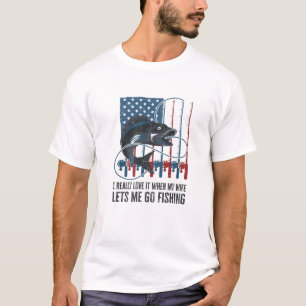 Camiseta Eu Amo Quando Minha Esposa Me Deixa Pescar