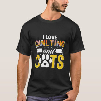 Camiseta Eu Amo Quilting E Gatos Quilter Tricô Costureira