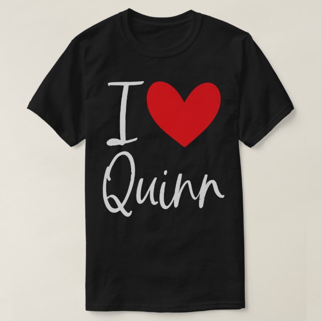 Camiseta Eu Amo Quinn Name Personalised Boy Man BFF Amigo (Frente do Design)