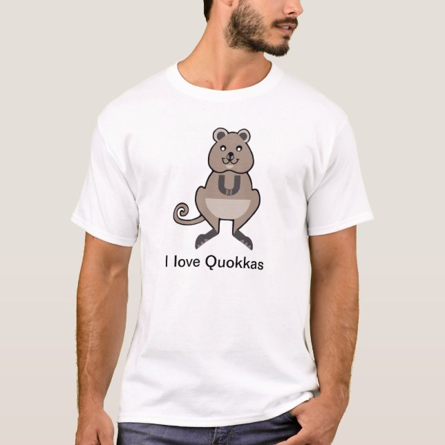 Camiseta Eu amo QUOKAS - Austrália - Marsupial - Natureza (Frente)