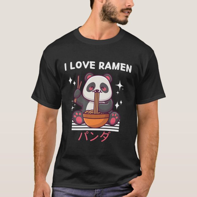 Camiseta Eu Amo Ra Kawaii Panda Come Animes Japoneses (Frente)
