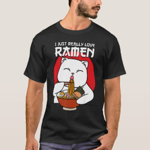 Camiseta Eu Amo Ramen Gato Bolo Gatinho Japonês