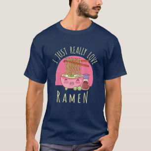 Camiseta Eu Amo Ramen Noodles Japoneses Kawaii A