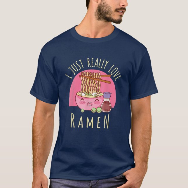 Camiseta Eu Amo Ramen Noodles Japoneses Kawaii A (Frente)
