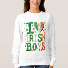 Camiseta Eu Amo Rapazes Irlandeses - Arte de Fio do Dia de