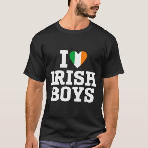 Camiseta Eu Amo Rapazes Irlandeses Bandeira da Irlanda Cora