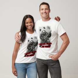 Camiseta Eu Amo Rock and Roll e Pandas em um Preto