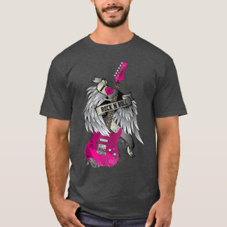 Camiseta Eu Amo Rock and Roll Guitar Asas de Anjo menino