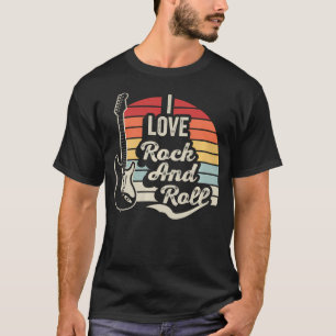 Camiseta Eu Amo Rock And Roll Guitarra Elétrica Retro