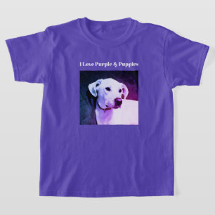 Camiseta Eu Amo Roxo e Filhotes Cachorro Fofinho Foto