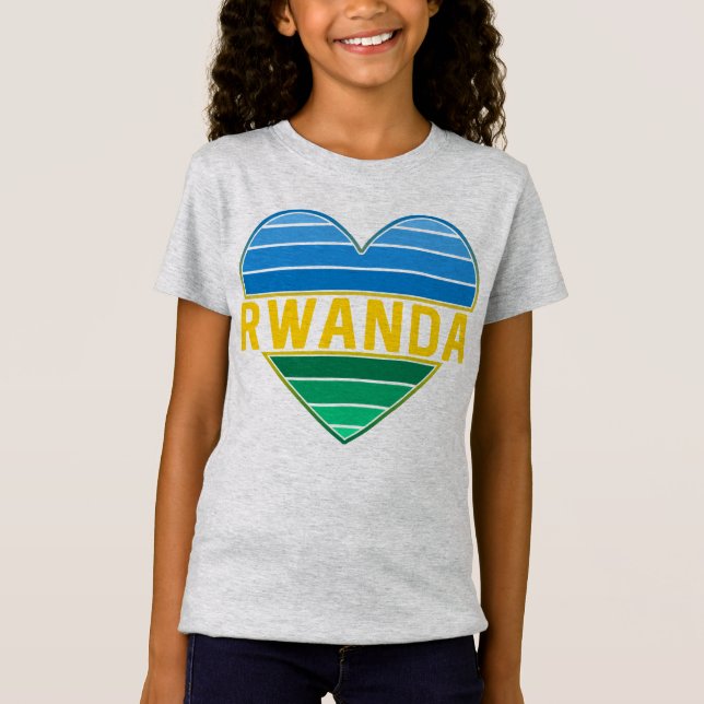 Camiseta Eu Amo Ruanda, Ruanda Ruandese Heart (Frente)