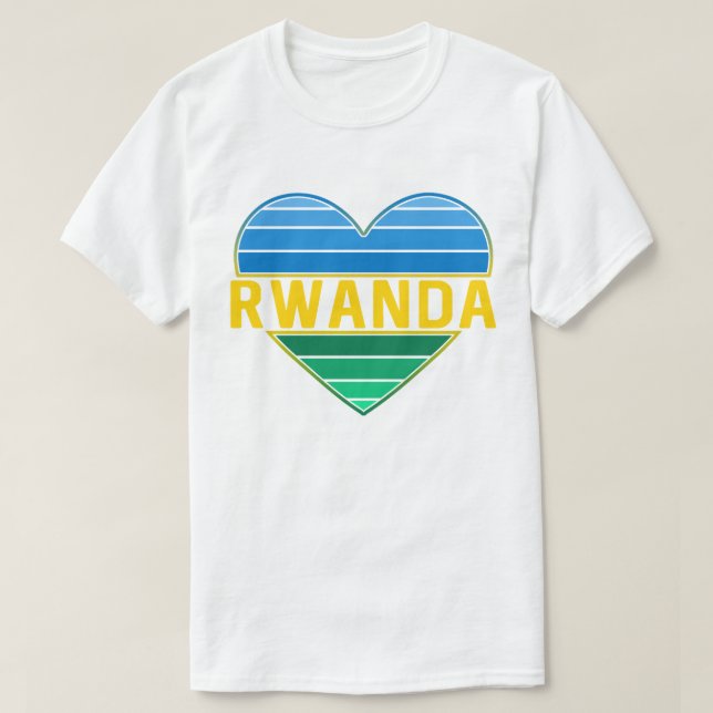 Camiseta Eu Amo Ruanda, Ruanda Ruandese Heart (Frente do Design)