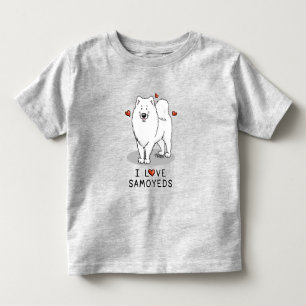 Camiseta Eu amo Samoyeds - corações bonitinhos de cachorr