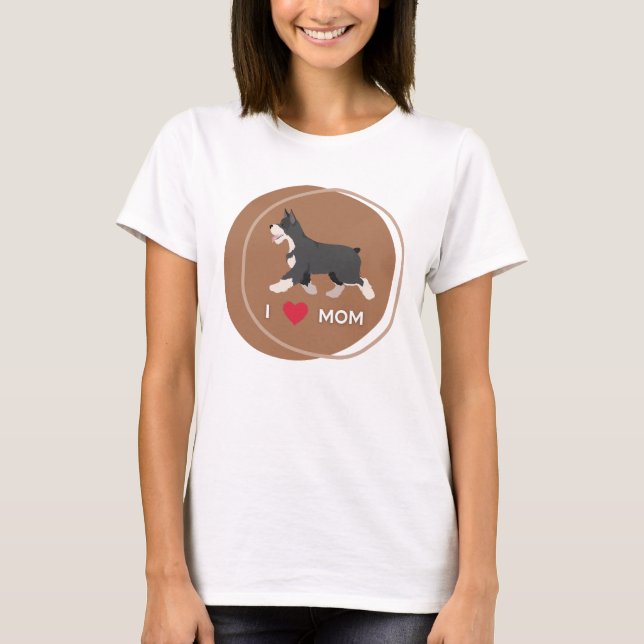 Camiseta Eu Amo Schnauzer Mãe (Frente)