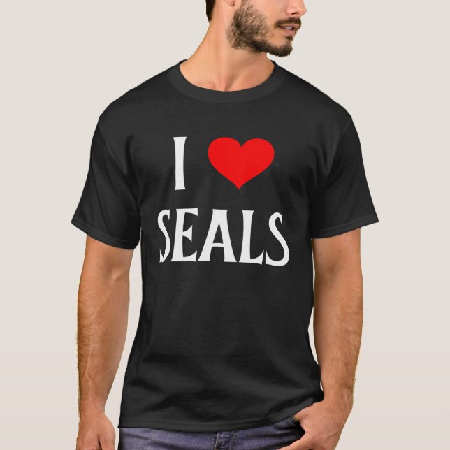 Camiseta Eu Amo Selos Que Coração Selos Selos Selos Marinho (Frente)