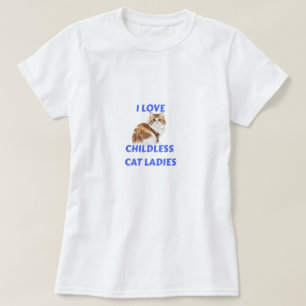 Camiseta Eu Amo Senhoras Sem Filhos e Gatos