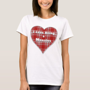 Camiseta Eu Amo Ser um Coração de Xadrez Tartan Vermelho do