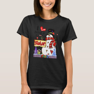 Camiseta Eu Amo Ser Uma Irmã Boneco de Neve Natal