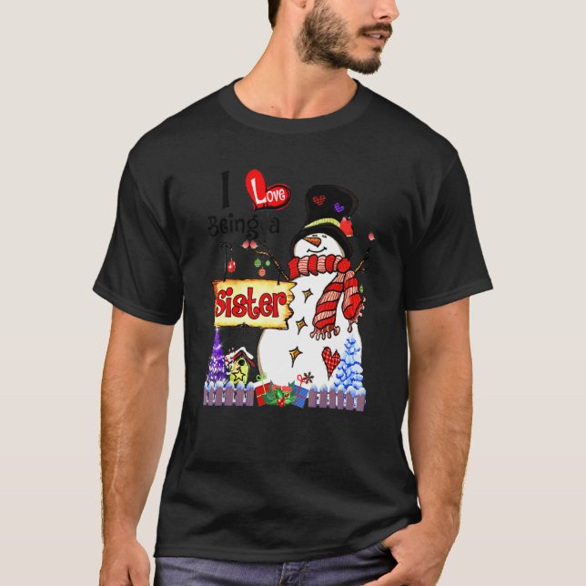 Camiseta Eu Amo Ser Uma Irmã Boneco de Neve Natal (Frente)