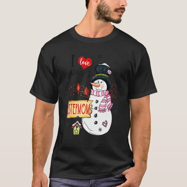Camiseta Eu Amo Ser Uma Stepmom Boneco de Neve Natal (Frente)