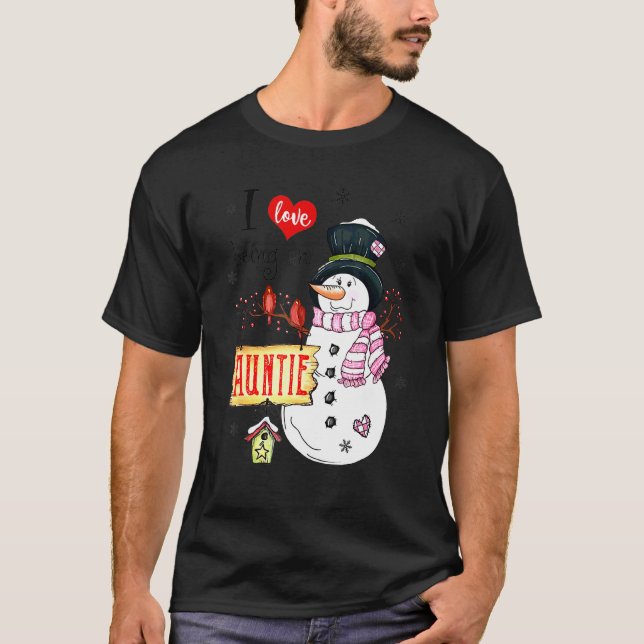 Camiseta Eu Amo Ser Uma Tia Boneco de Neve Natal (Frente)