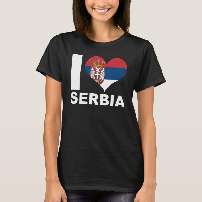 Camiseta Eu amo Sérvia Heart Flag Sérvia 1 (Frente)
