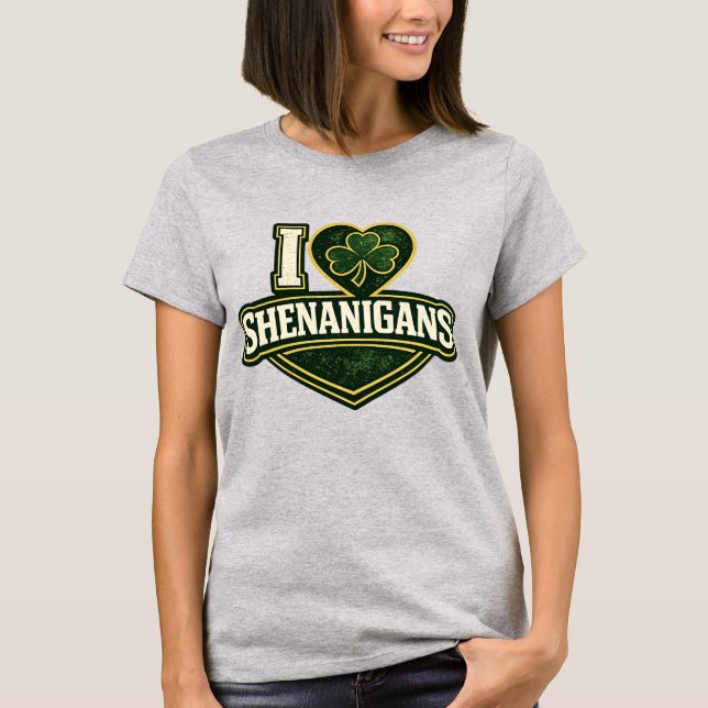 Camiseta Eu amo Shenanigans - Dia de São Patrício (Frente)