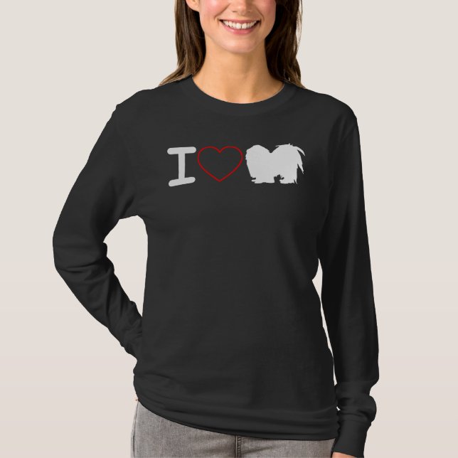 Camiseta Eu Amo Shih Tzu Dog Eu Amo Coração (Frente)