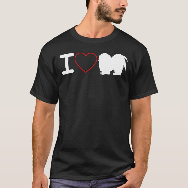 Camiseta Eu Amo Shih Tzu Dog Eu Amo Coração (Frente)