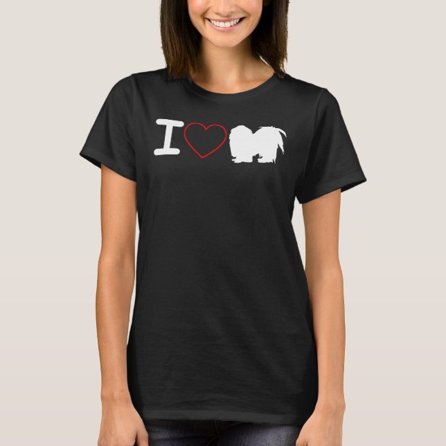 Camiseta Eu Amo Shih Tzu Dog Eu Amo Coração (Frente)
