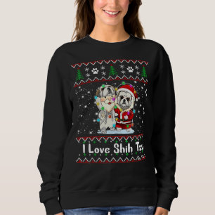 Camiseta Eu Amo Shih Tzu Feliz Cão De Natal