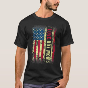 Camiseta Eu Amo Sinalizador Americano De Mães Quentes Para