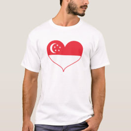 Camiseta Eu Amo Sinalizador De Singapura