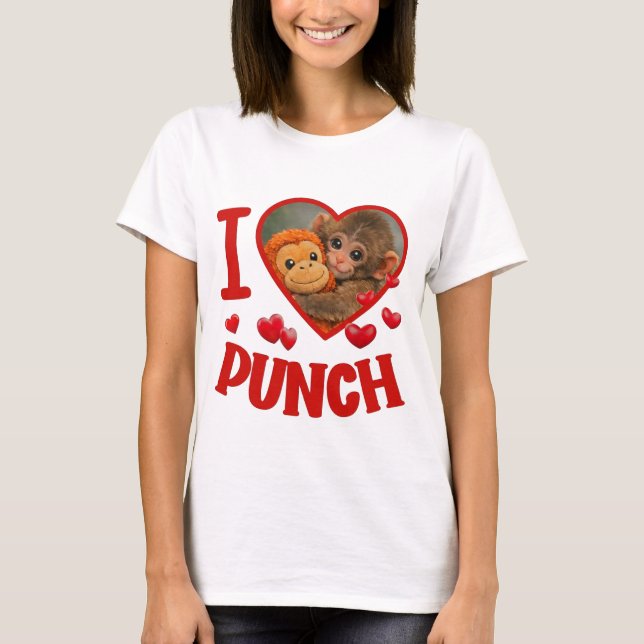 Camiseta Eu amo soco macaco bebê fofo Soco, bebê fofo macac (Frente)