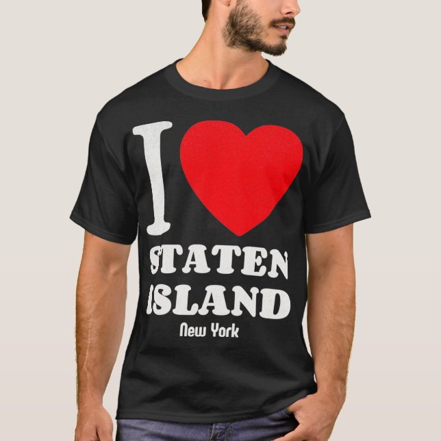 Camiseta Eu Amo Staten Island New York Lover Retro Distress (Frente)