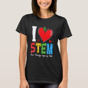 Camiseta Eu Amo STEM Aluno Professor 1º Dia De Aula Volta à
