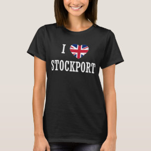 Camiseta Eu Amo Stockport England Union Jack Flag Heart Eng