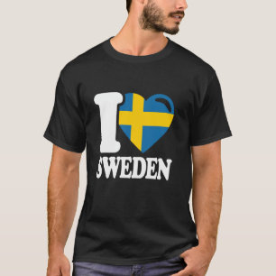 Camiseta Eu Amo Suécia País Natal Bandeira Sueca Suécia