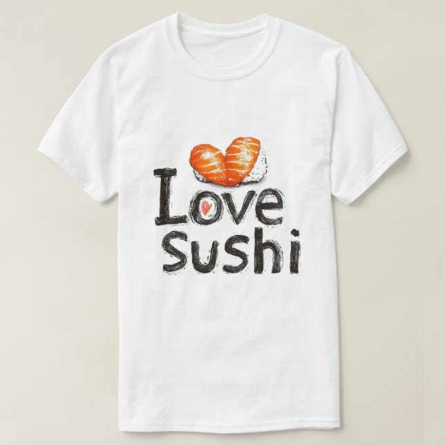 Camiseta Eu Amo Sushi (Frente do Design)
