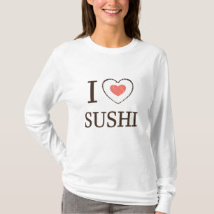 Camiseta Eu Amo Sushi Para Amantes De Comer Salmão De Arroz