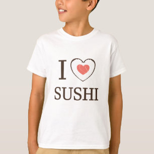 Camiseta Eu Amo Sushi Para Amantes De Comer Salmão De Arroz