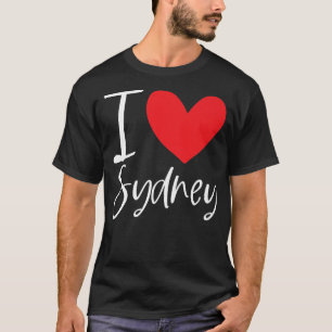 Camiseta Eu Amo Sydney Name Personalizado Girl Woman BFF Fr
