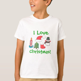 CAMISETA "EU AMO T DO NATAL "COM ARTIGOS DO XMAS