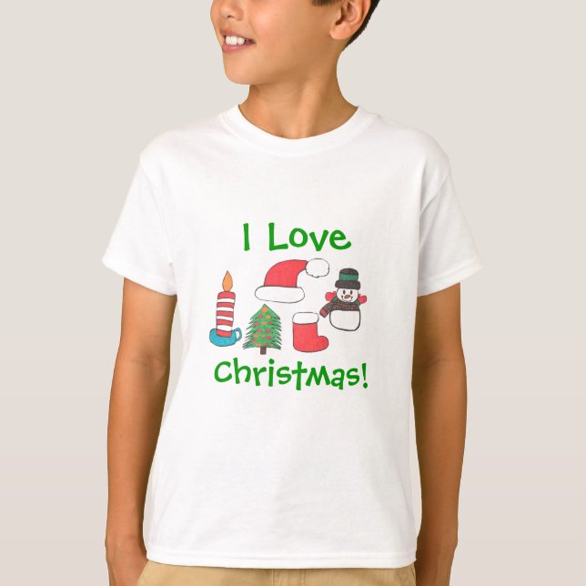 CAMISETA "EU AMO T DO NATAL "COM ARTIGOS DO XMAS (Frente)