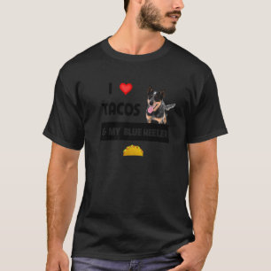 Camiseta Eu Amo Tacos E Minha Comida De Cachorro Azul Mexic