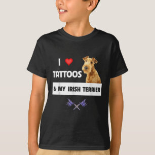 Camiseta Eu Amo Tatuagens E Meu Cachorro Irlandês, Pai Mãe 