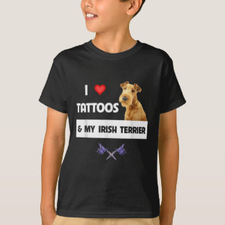 Camiseta Eu Amo Tatuagens E Meu Cachorro Irlandês, Pai Mãe 