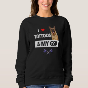 Camiseta Eu Amo Tatuagens e o Corpo do Meu Cachorro GSD Pas
